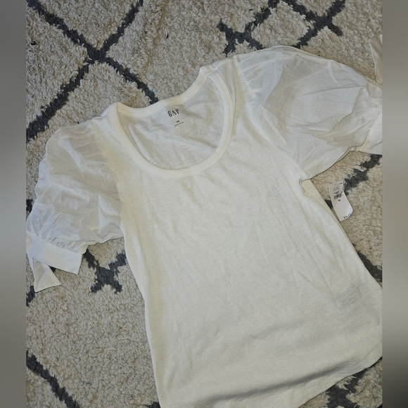Gap ribbed puff sleeve short sleeve t shirt xs new with tags - Picture 2 of 7